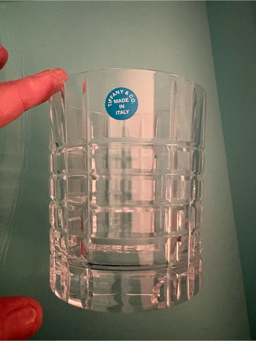 Tiffany & Co. Clear Crystal Faceted Tumbler with Signature Blue Box